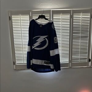 Fanatics Blue and White Hockey Jersey